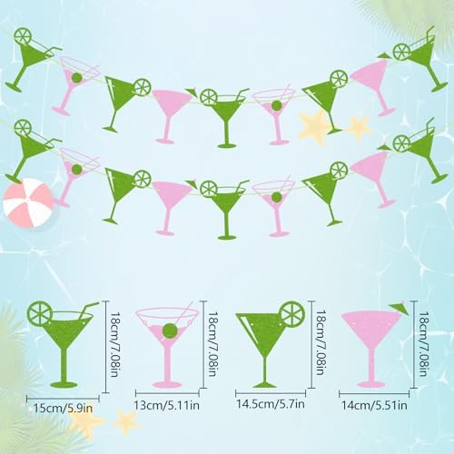 2Pcs Martini Cup Decorations Banners for Parties