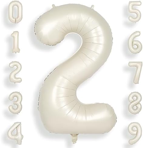 SUWEN 40 Inch Jumbo Cream White Number 2 Balloons