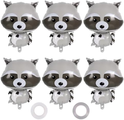 AIQINHU Raccoon Balloons 6 Pcs Foil Animal Decorations