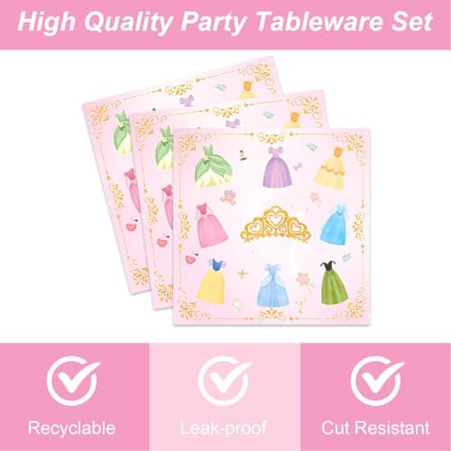 MASGY 96Pcs Princess Party Set for 24 Guests