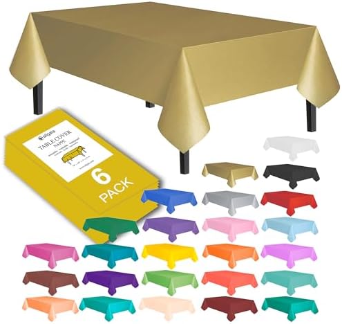 Allgala Waterproof Disposable Tablecloth 6PK 54x108 Gold