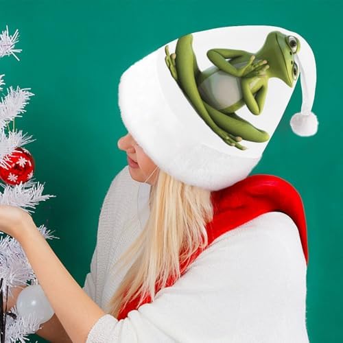Funny Frog Yoga Santa Hat Christmas Party Headwear