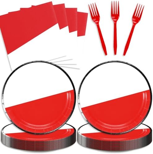 Cartoon Birthday Party Tableware Set 48Pcs Red White
