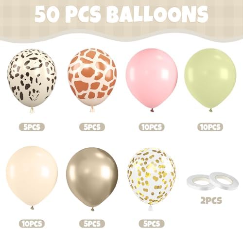 Saxuxu 50 Pcs 12 Inch Striped Leopard Balloons