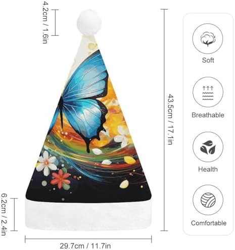 Colorful Santa Hat with Butterfly Christmas Headwear