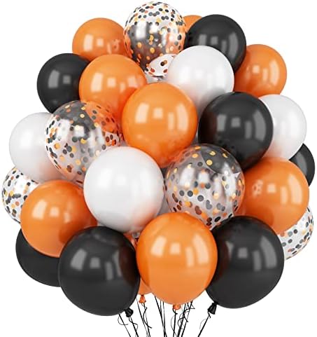 Togvu Orange Black White Balloons 60 Pack Halloween Decor