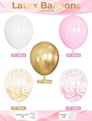 Pink and Gold Balloons Set for Parties and Celebrations
