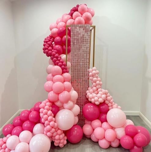 60 Pcs Hot Pink and Light Pink Balloons Set for Parties