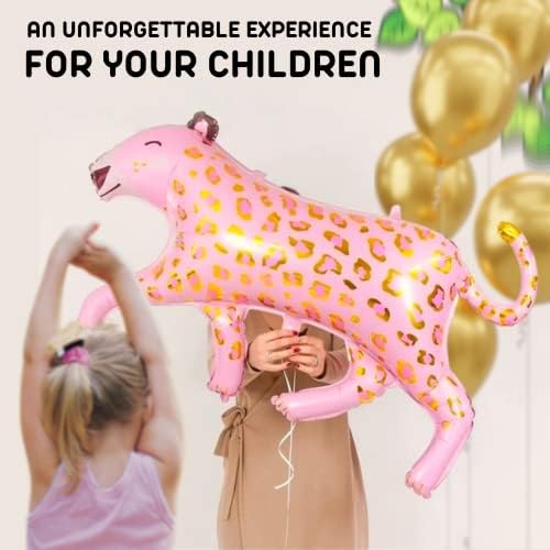 2PCS Pink Leopard Foil Balloons Safari Party Decorations