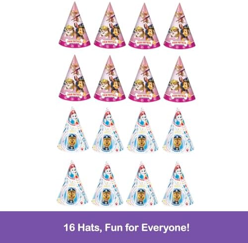 Unique Paw Patrol Girl and Paw Patrol Party Hats 16 Piece Set