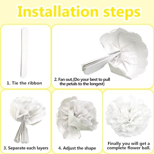 Ruidee 12 Pieces Tissue Pompoms 10in and 12in Hanging Decorations