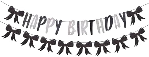 1 Set Black Bow Birthday Banner Decorations