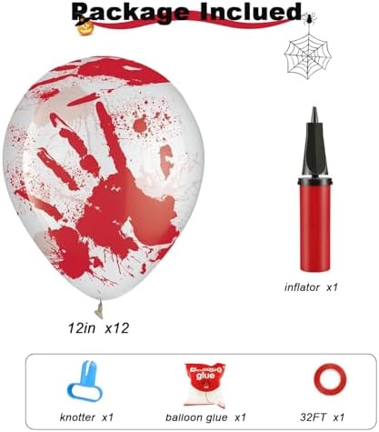 Leesoot 12pcs 12inch Blood Handprint Balloons Halloween Party Decor