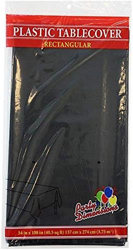 Party Dimensions Black Plastic Table Cover 54x108