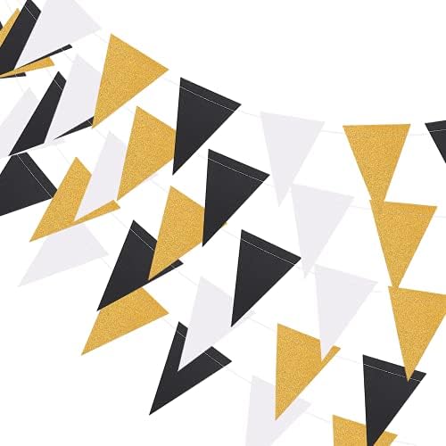 MerryNine Triangle Flag Bunting 3 Pack 30 Feet Glitter