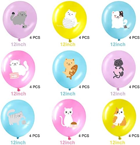 Threan 36 Pcs Cat Theme Latex Balloons Party Decorations