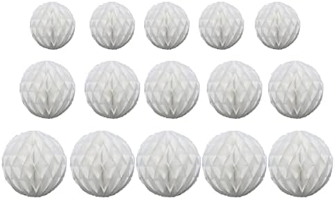 15pcs White Honeycomb Ball Decorations for Parties and Weddings