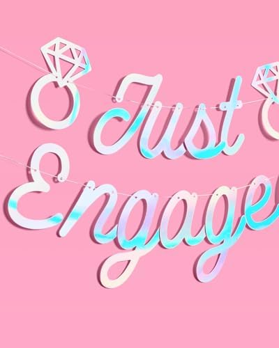 Xo Fetti Just Engaged Iridescent Foil Banner 5 Ft