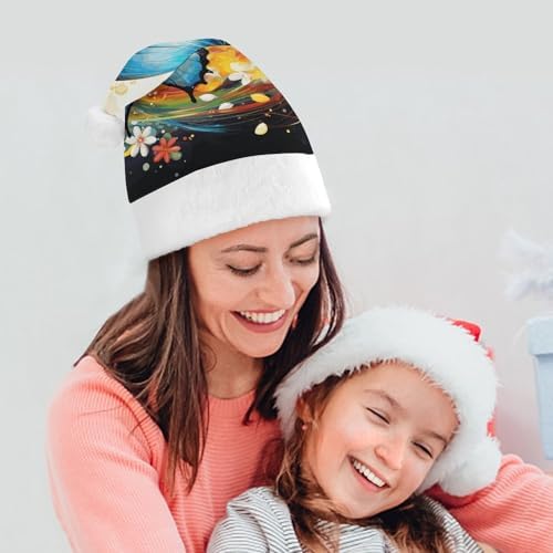 Colorful Santa Hat with Butterfly Christmas Headwear