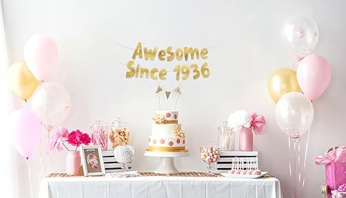 Awesome Since 1936 Gold Glitter Banner 89th Birthday Decor