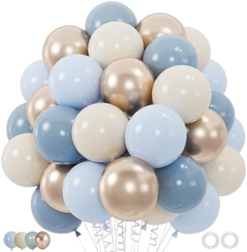100pcs Dusty Blue Balloon Set with Ribbons
