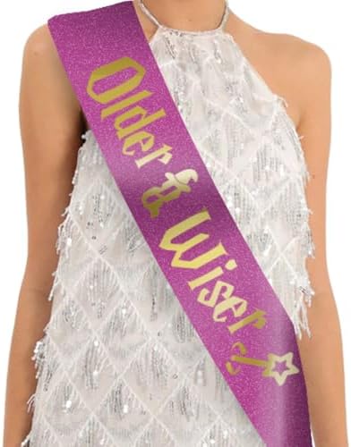 Older Wiser Birthday Sash for Women Purple
