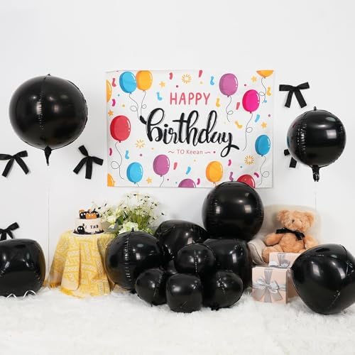 12Pcs Black Round Foil Balloons Party Decor