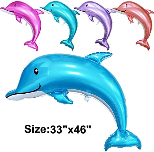 Timecity Large Dolphin Foil Balloons 5pcs Ocean Animal Decorations