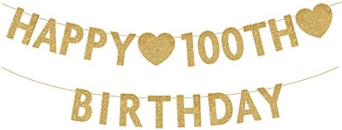 Gold Happy 100th Birthday Banner Decorations
