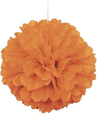 Orange Solid Hanging Tissue Pom Pom - 16 Inch 1 Count