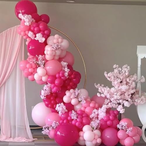 60 Pcs Hot Pink and Light Pink Balloons Set for Parties