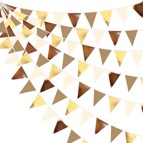 32 Foot Martini Party Metallic Gold Brown Pennant Banner Garland