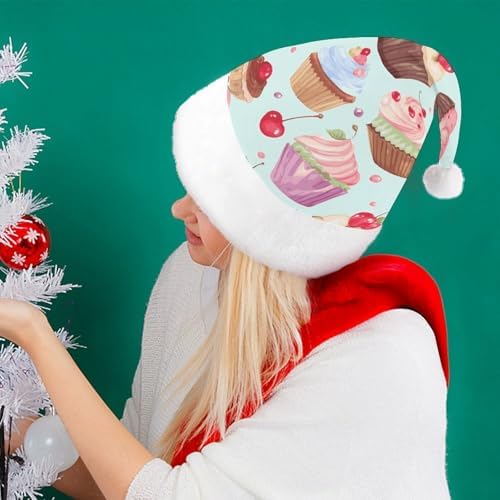 Santa Hat Cupcake Pattern Christmas Headwear for Adults