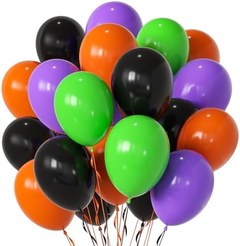 Halloween Balloons Set 50Pcs Black Purple Orange Green 12inch