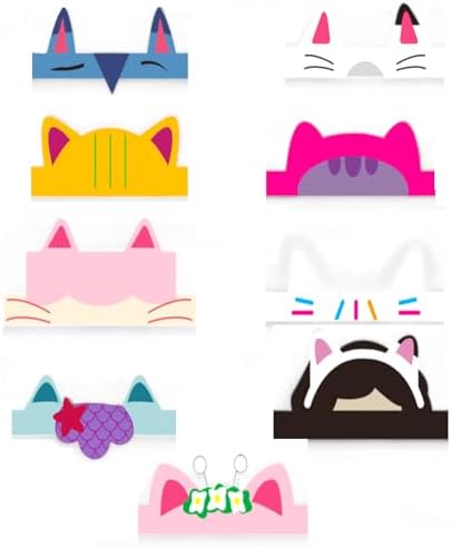 18 Cat Dollhouse Friends Paper Crown Headbands