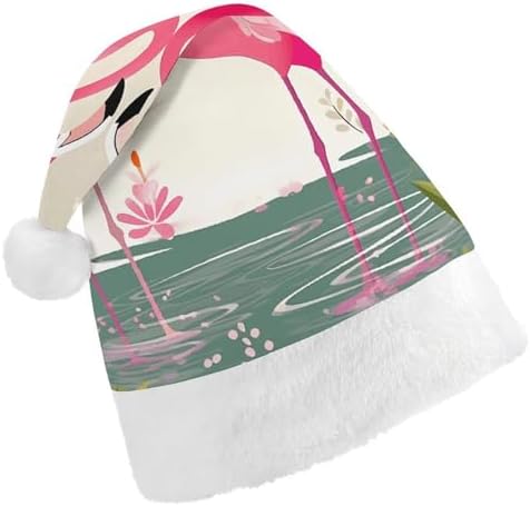 Santa Hat with Flamingos and Flowers Christmas Party Hat
