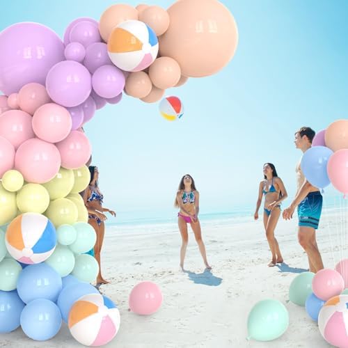 152PCS Summer Beach Balloon Arch Kit with Macaron Balloons