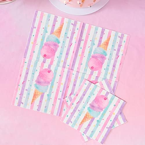 WERNNSAI Ice Cream Plates and Napkins Set for 16 Guests