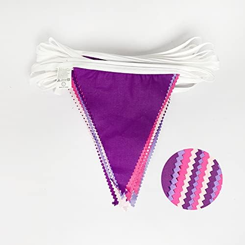 10M Rose Pink Purple White Pennant Banner Garland for Parties and Events