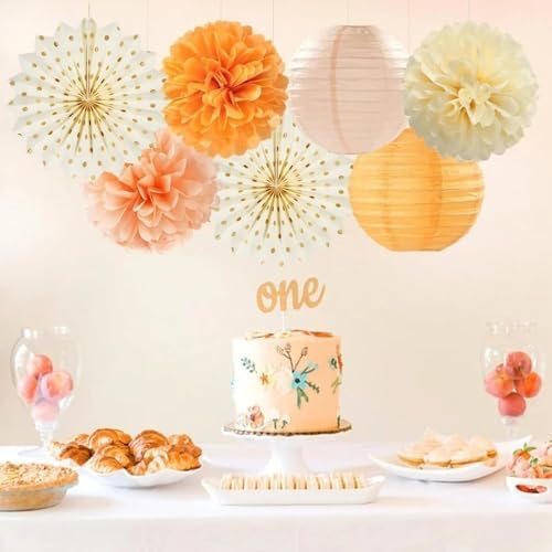 Orange Solid Hanging Tissue Pom Pom - 16 Inch 1 Count