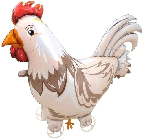 Walking on Wheels Chicken Balloons Kids Toy Rooster Mylar Decorations
