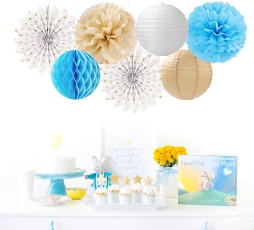 Light Blue Boho Party Decorations Streamers 14pcs