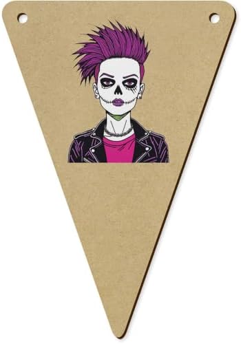 5 x 140mm Punk Zombie Girl Wooden Bunting Flags
