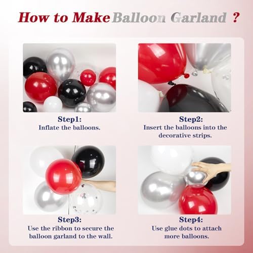 Red White Black Balloon Garland Arch Kit for Parties