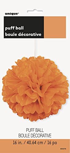 Orange Solid Hanging Tissue Pom Pom - 16 Inch 1 Count