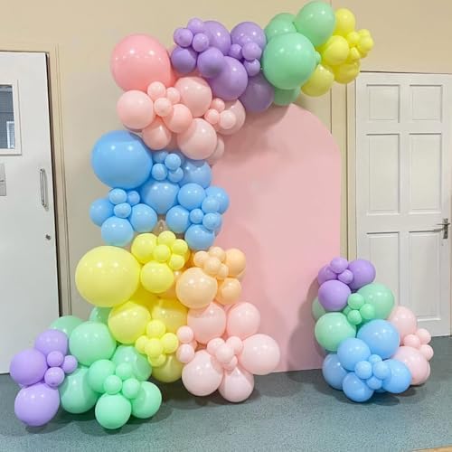 YMSZ Pastel Balloons 136pcs Balloon Arch Kit Rainbow Party Decorations