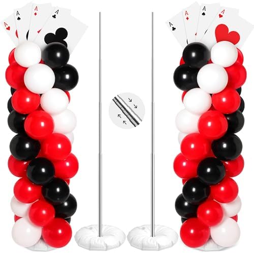 2 Sets Casino Themed Balloon Column Kit with Jumbo Poker Cards