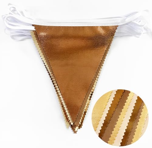 32 Foot Martini Party Metallic Gold Brown Pennant Banner Garland