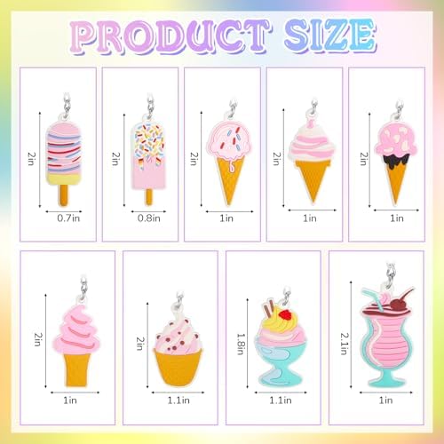 Sasylvia 36 Pcs Ice Cream Party Keychains