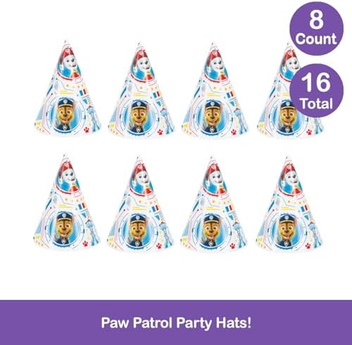 Unique Paw Patrol Girl and Paw Patrol Party Hats 16 Piece Set